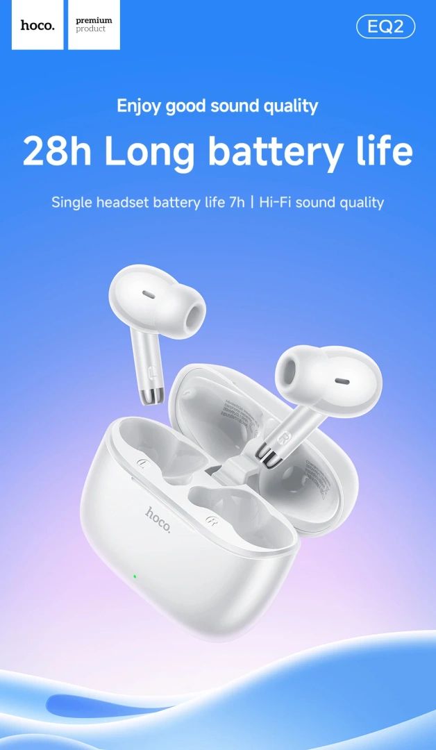 HOCO EQ2 True Wireless Bluetooth 5.3 Earbuds Touch Control Stereo In-Ear Headphones Built-In Microphone Sports Compatible - Image 7