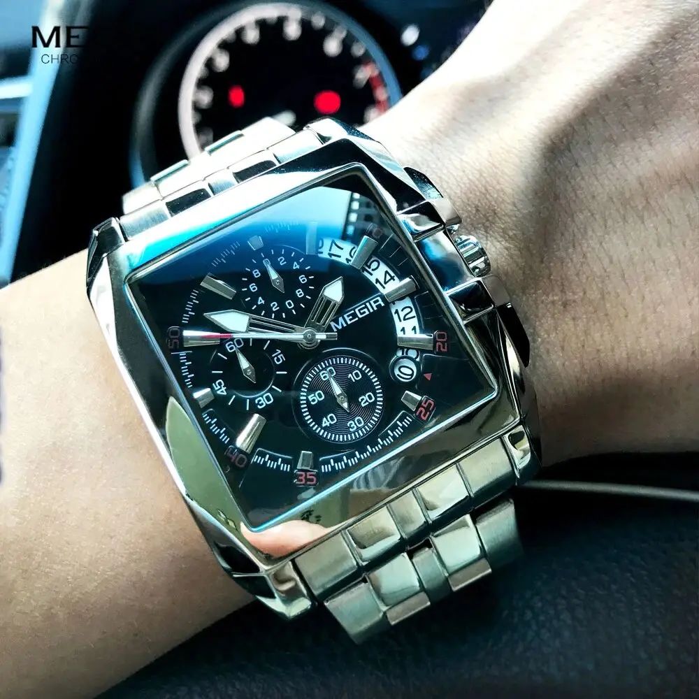 MEGIR ACIER ARGENT RECTANGULAIR CLASSIQUE - undefined - Thumbnail 3