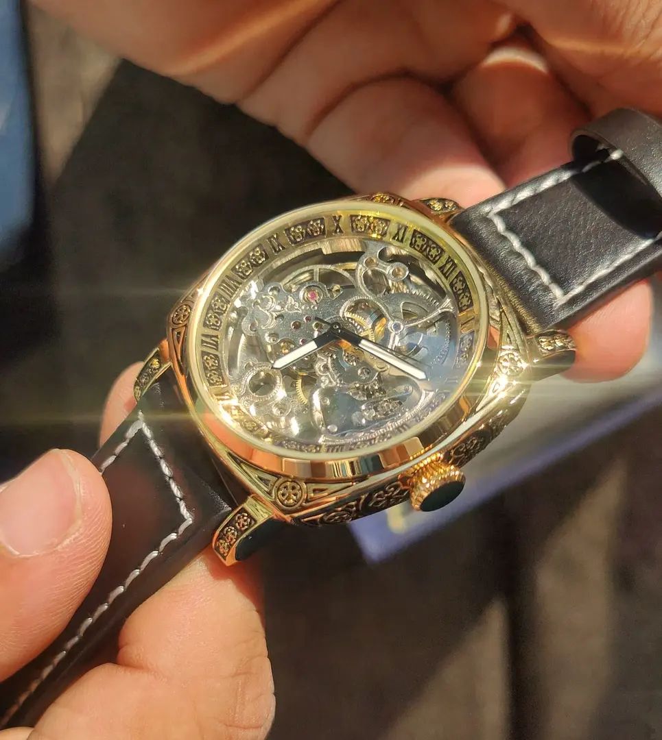 Montre Vintage Méquanique Automatique Doré - undefined - Thumbnail 2