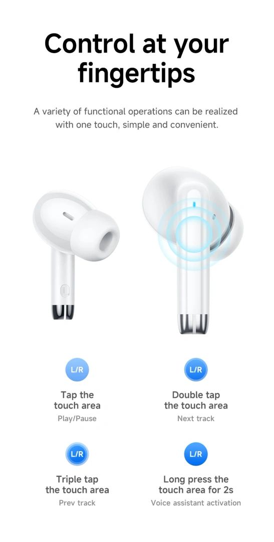 HOCO EQ2 True Wireless Bluetooth 5.3 Earbuds Touch Control Stereo In-Ear Headphones Built-In Microphone Sports Compatible - Image 16
