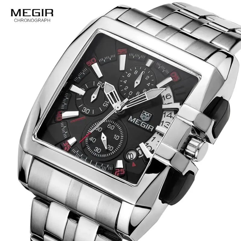 MEGIR ACIER ARGENT RECTANGULAIR CLASSIQUE