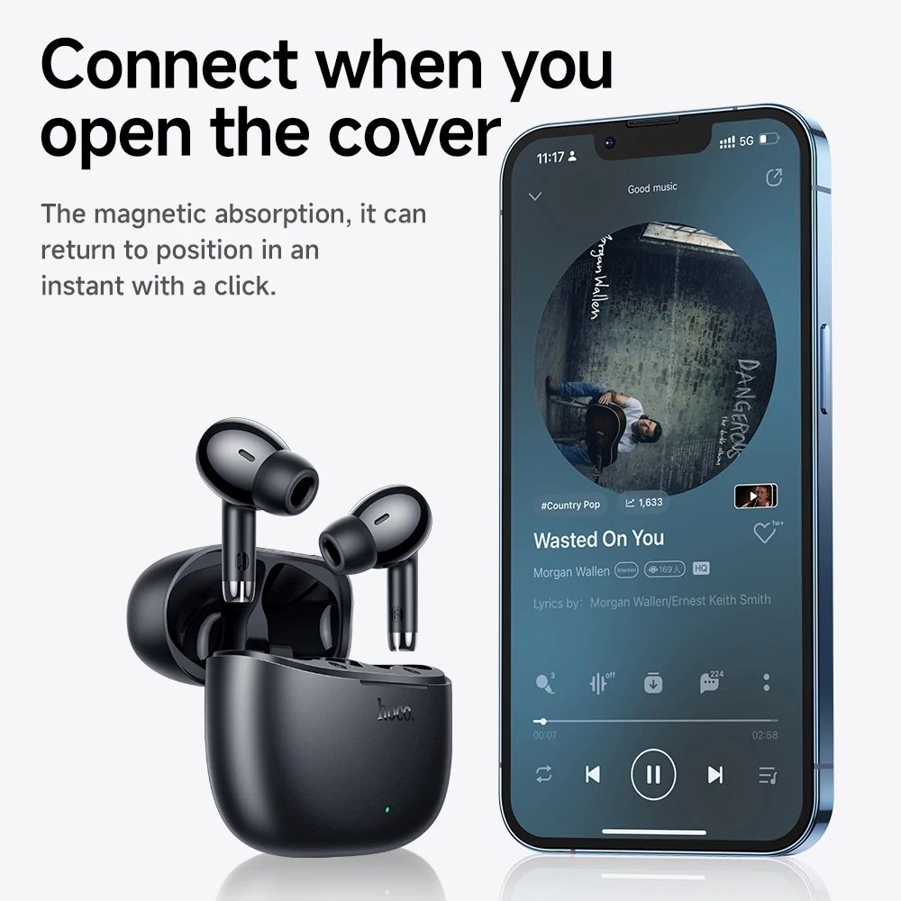 HOCO EQ2 True Wireless Bluetooth 5.3 Earbuds Touch Control Stereo In-Ear Headphones Built-In Microphone Sports Compatible - Image 6